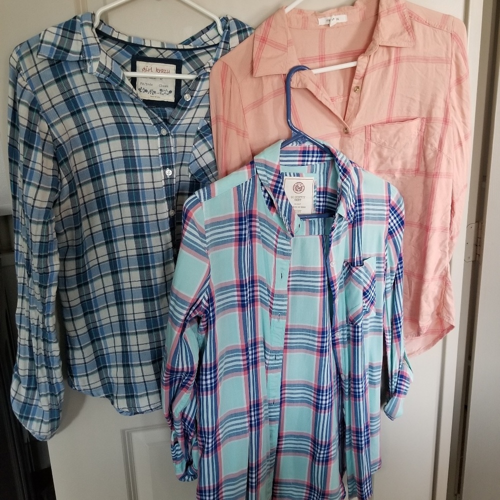 Bundle lot of 3 flannel shirts